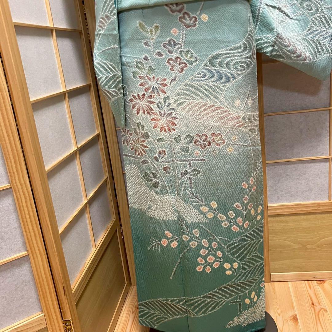 5458# Japanese Kimono Vintage Womens Silk Fabric Robe Kimono only sold Shibori
