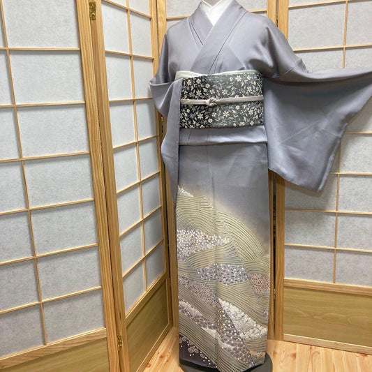 3411# Japanese Tomesode Kimono Vintage Womens Silk Fabric Robe Kimono only sold