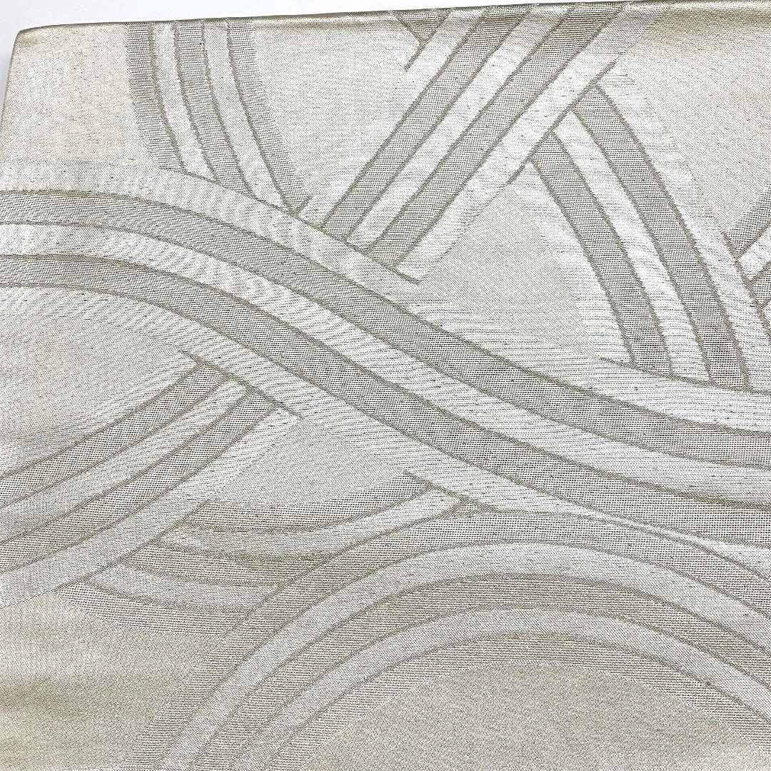 4109# Japanese Vintage Fukuro Obi Belt Kimono Fabric Silk Traditional Silver