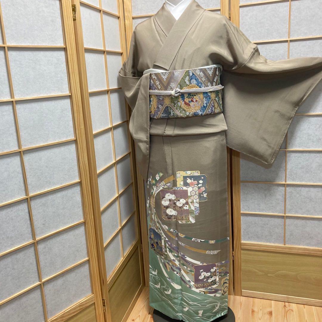 2904# Japanese Tomesode Kimono Vintage Womens Silk Fabric Robe Kimono only sold