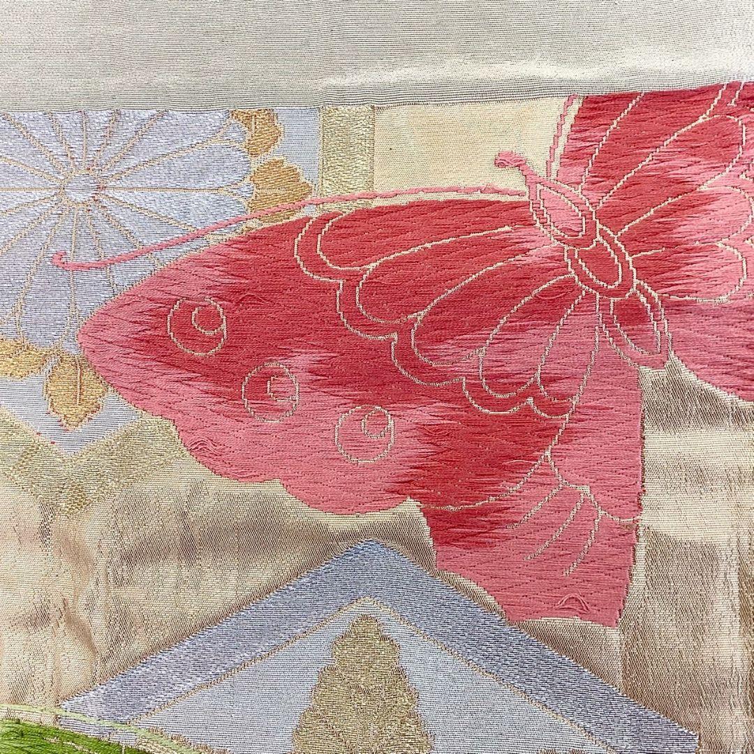 4959# Japanese Vintage Fukuro Obi Belt Kimono Fabric Silk Traditional Gold