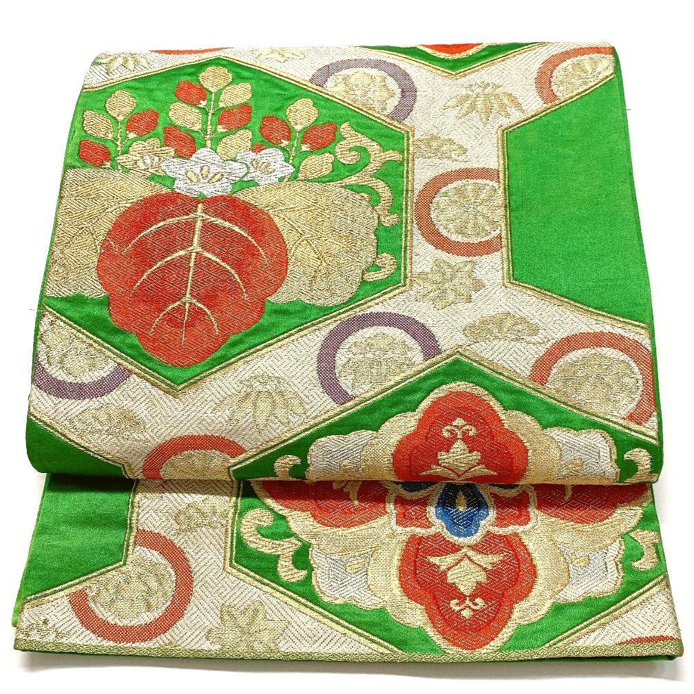 4447# Japanese Vintage Fukuro Obi Belt Kimono Fabric Silk Traditional Embroidery