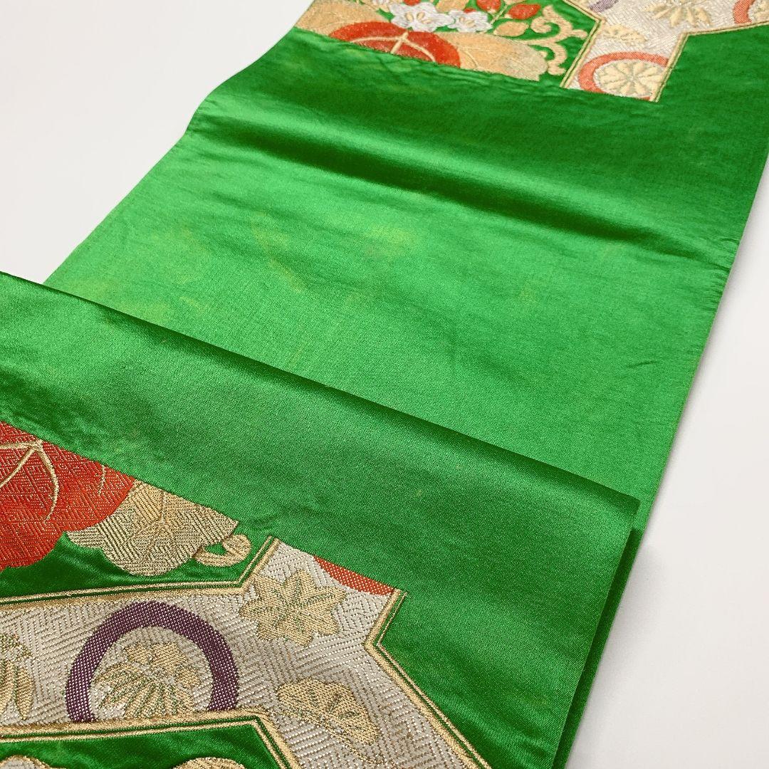 4447# Japanese Vintage Fukuro Obi Belt Kimono Fabric Silk Traditional Embroidery