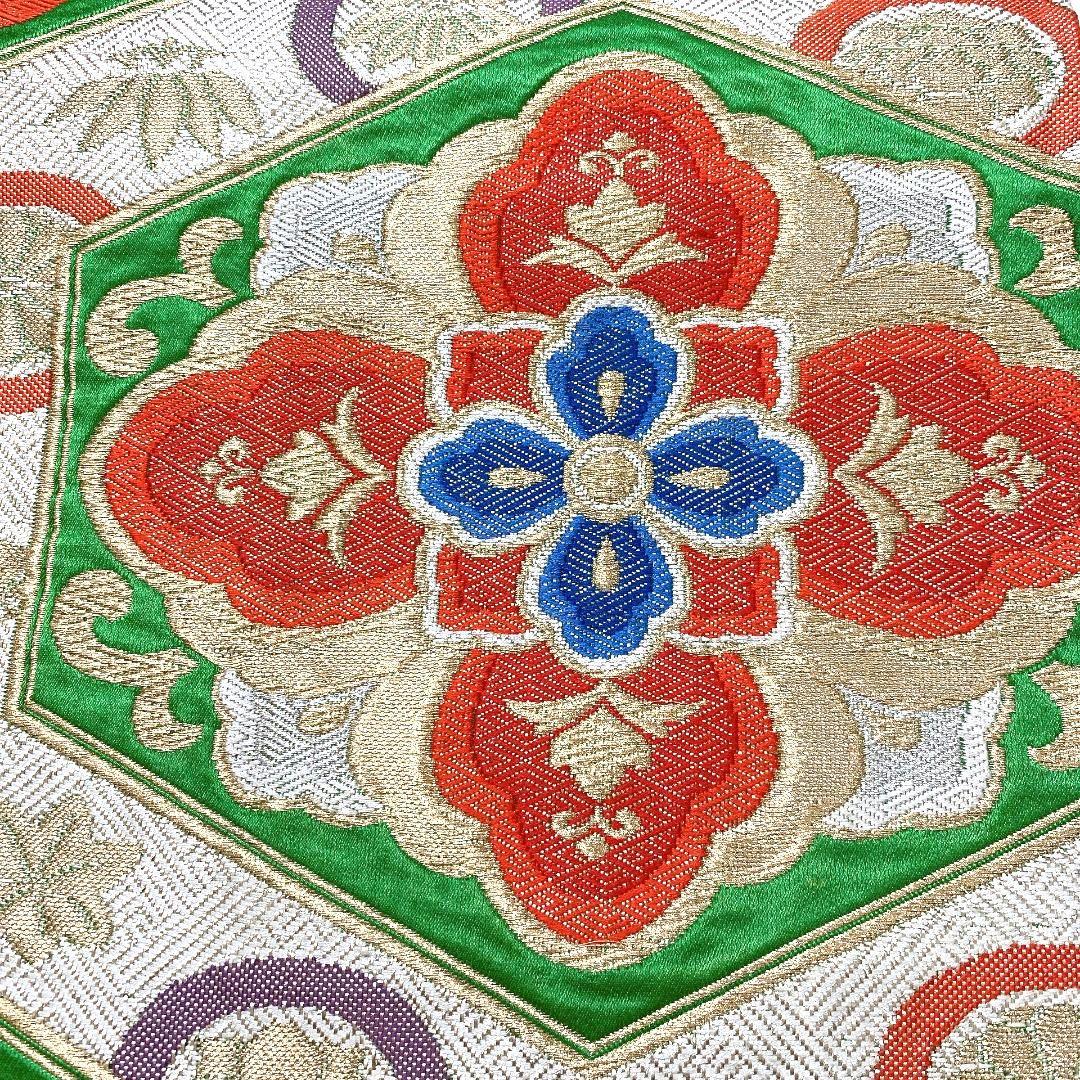 4447# Japanese Vintage Fukuro Obi Belt Kimono Fabric Silk Traditional Embroidery