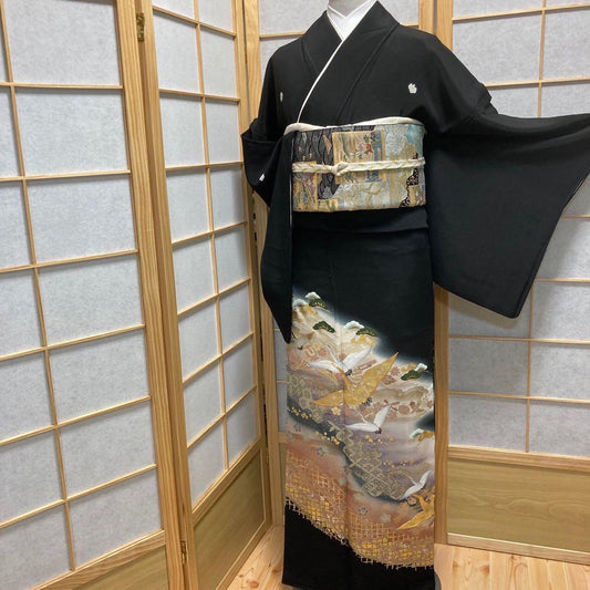 2883# Japanese Tomesode Kimono Vintage Womens Silk Fabric Robe Kimono only sold