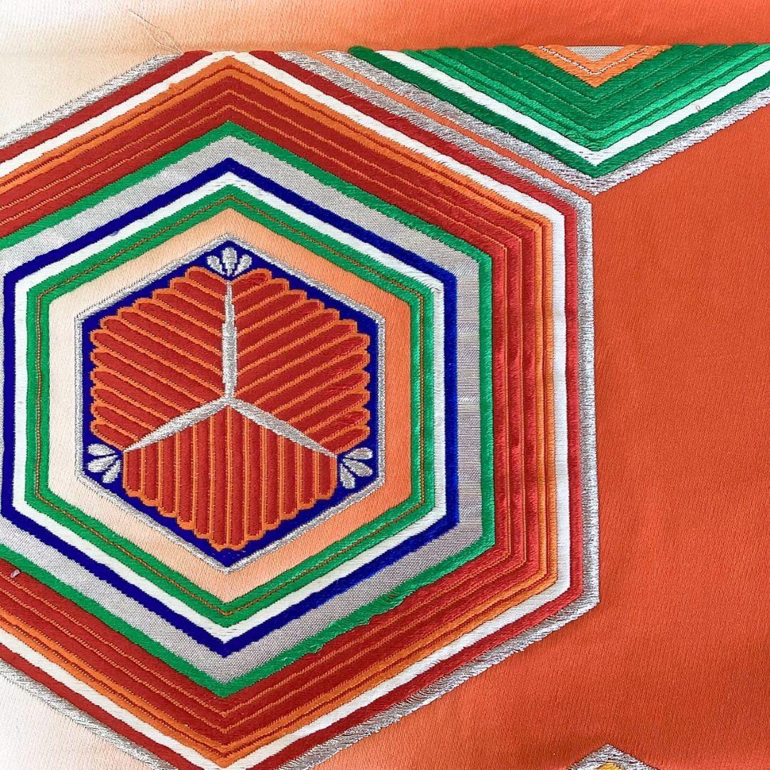 5238# Japanese Vintage Fukuro Obi Belt Kimono Fabric Silk Traditional Embroidery