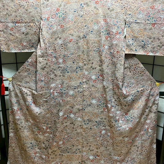 5167# Japanese Kimono Vintage Fabric Pure Silk Robe Women's Traditional