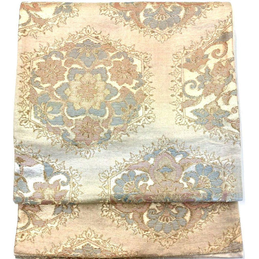 3600# Japanese Vintage Fukuro Obi Belt Kimono Fabric Silk Traditional Gold
