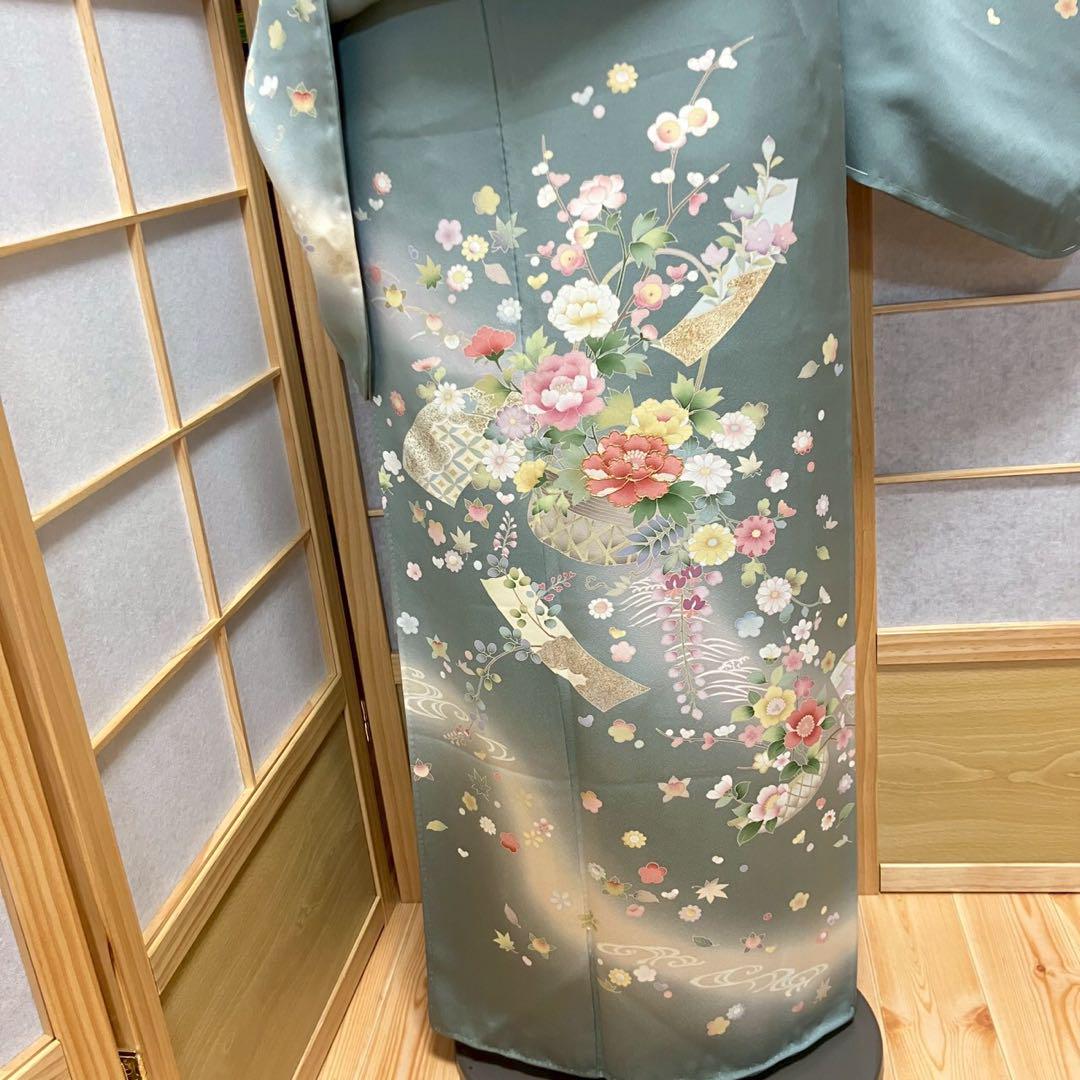 4366# Japanese Kimono Vintage Womens Silk Fabric Robe Kimono only sold