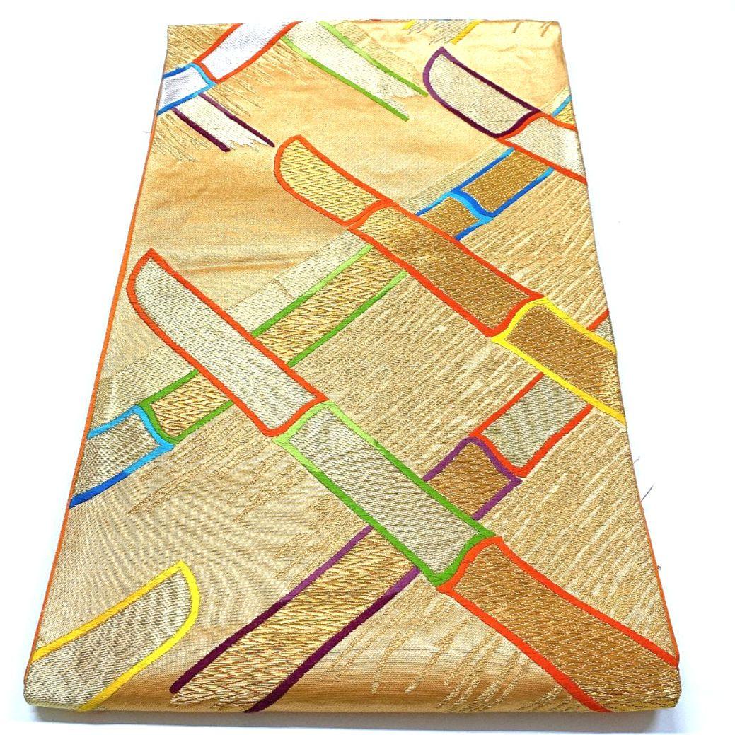 5051# Japanese Vintage Fukuro Obi Belt Kimono Fabric Silk Traditional