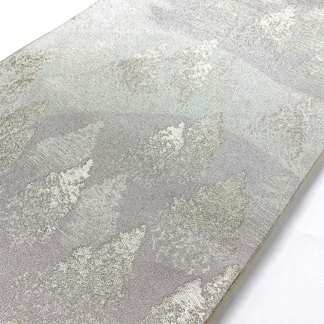 5084# Japanese Vintage Fukuro Obi Belt Kimono Fabric Silk Traditional Silver