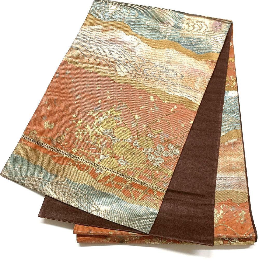 5064# Japanese Vintage Fukuro Obi Belt Kimono Fabric Silk Traditional