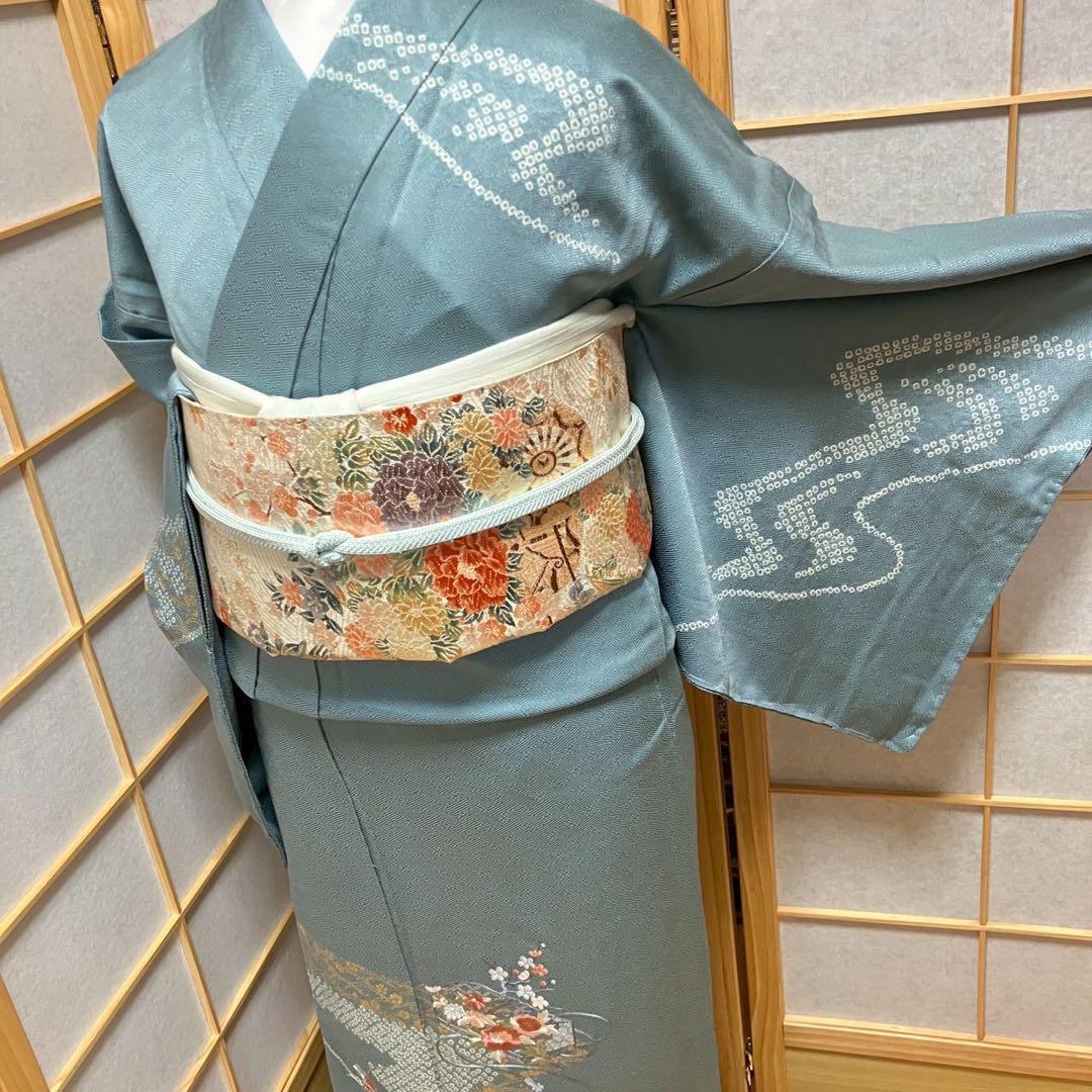 4358# Japanese Kimono Vintage Womens Silk Fabric Robe Kimono only sold Shibori