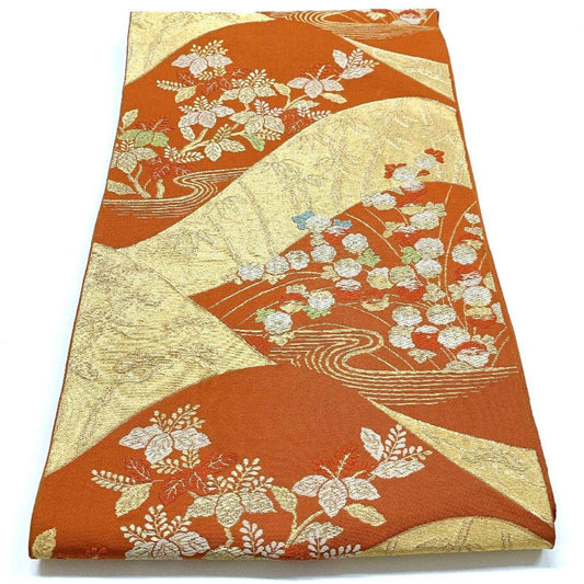 4521# Japanese Vintage Fukuro Obi Belt Kimono Fabric Silk Traditional