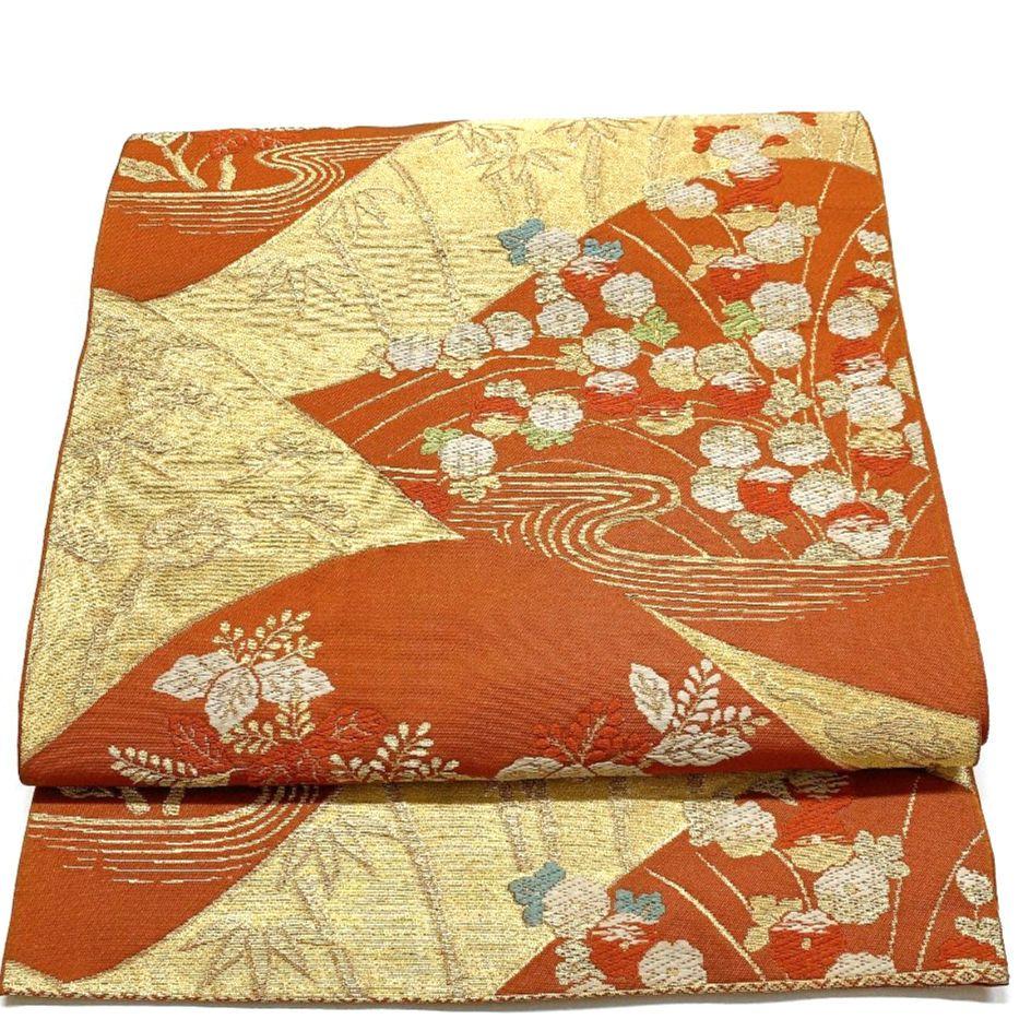 4521# Japanese Vintage Fukuro Obi Belt Kimono Fabric Silk Traditional