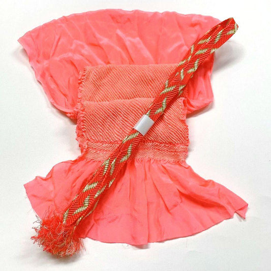 3875# Japanese Kimono Accessory Obiage and Obijime 2-piece Set Silk Shibori
