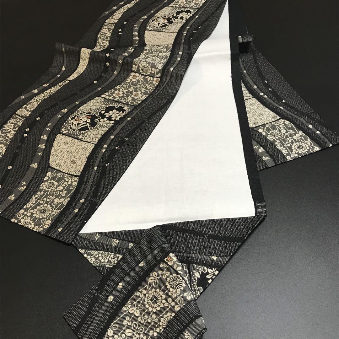 4889# Japanese Vintage Nagoya Obi Belt Kimono Fabric Silk Traditional Black