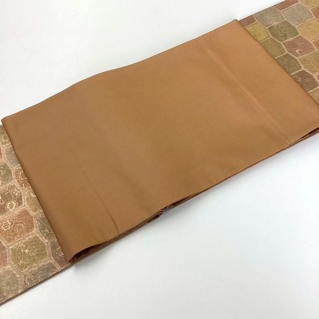 4719# Japanese Vintage Fukuro Obi Belt Kimono Fabric Silk Traditional Gold