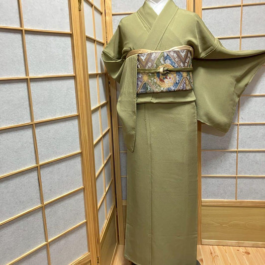 5442# Japanese Kimono Vintage Womens Silk Fabric Robe Kimono only sold Unused