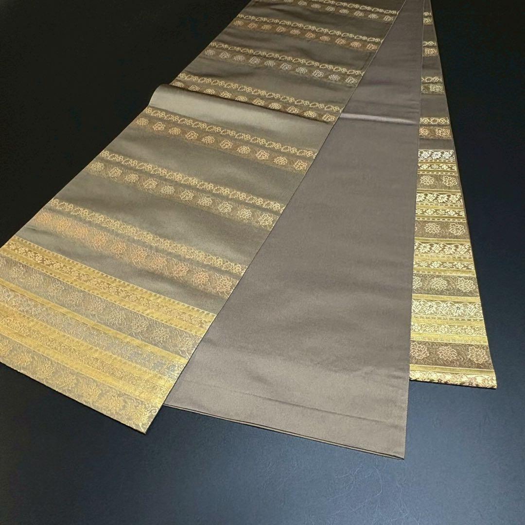 6165# Japanese Vintage Fukuro Obi Belt Kimono Fabric Silk Traditional Gold