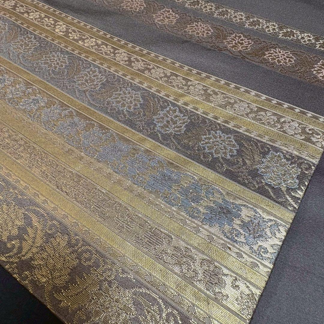 6165# Japanese Vintage Fukuro Obi Belt Kimono Fabric Silk Traditional Gold