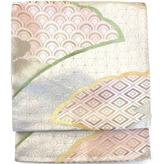 3098# Japanese Vintage Fukuro Obi Belt Kimono Fabric Silk Traditional Embroidery