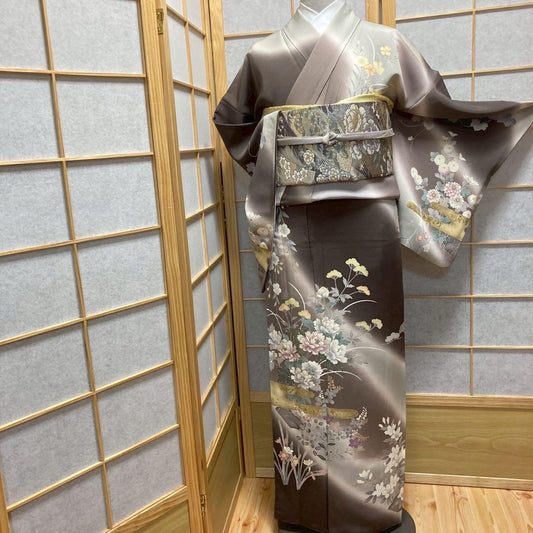 3943# Japanese Kimono Vintage Womens Silk Fabric Robe Kimono only sold
