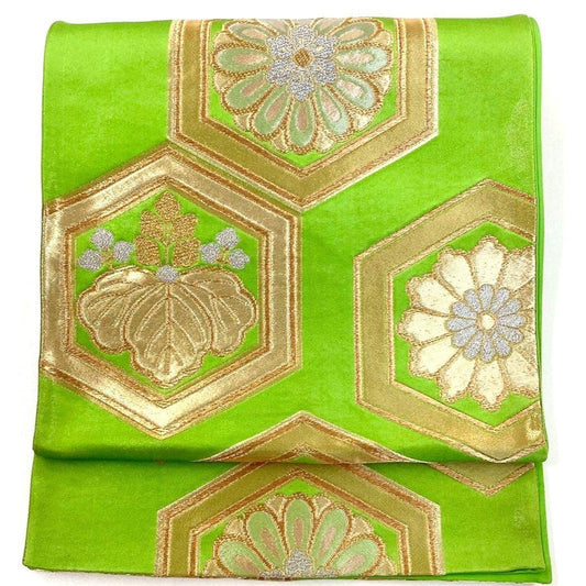 4697# Japanese Vintage Fukuro Obi Belt Kimono Fabric Silk Traditional