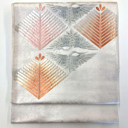 3607# Japanese Vintage Fukuro Obi Belt Kimono Fabric Silk Traditional Embroidery