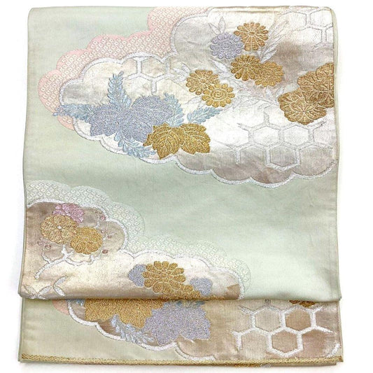 4691# Japanese Vintage Fukuro Obi Belt Kimono Fabric Silk Traditional