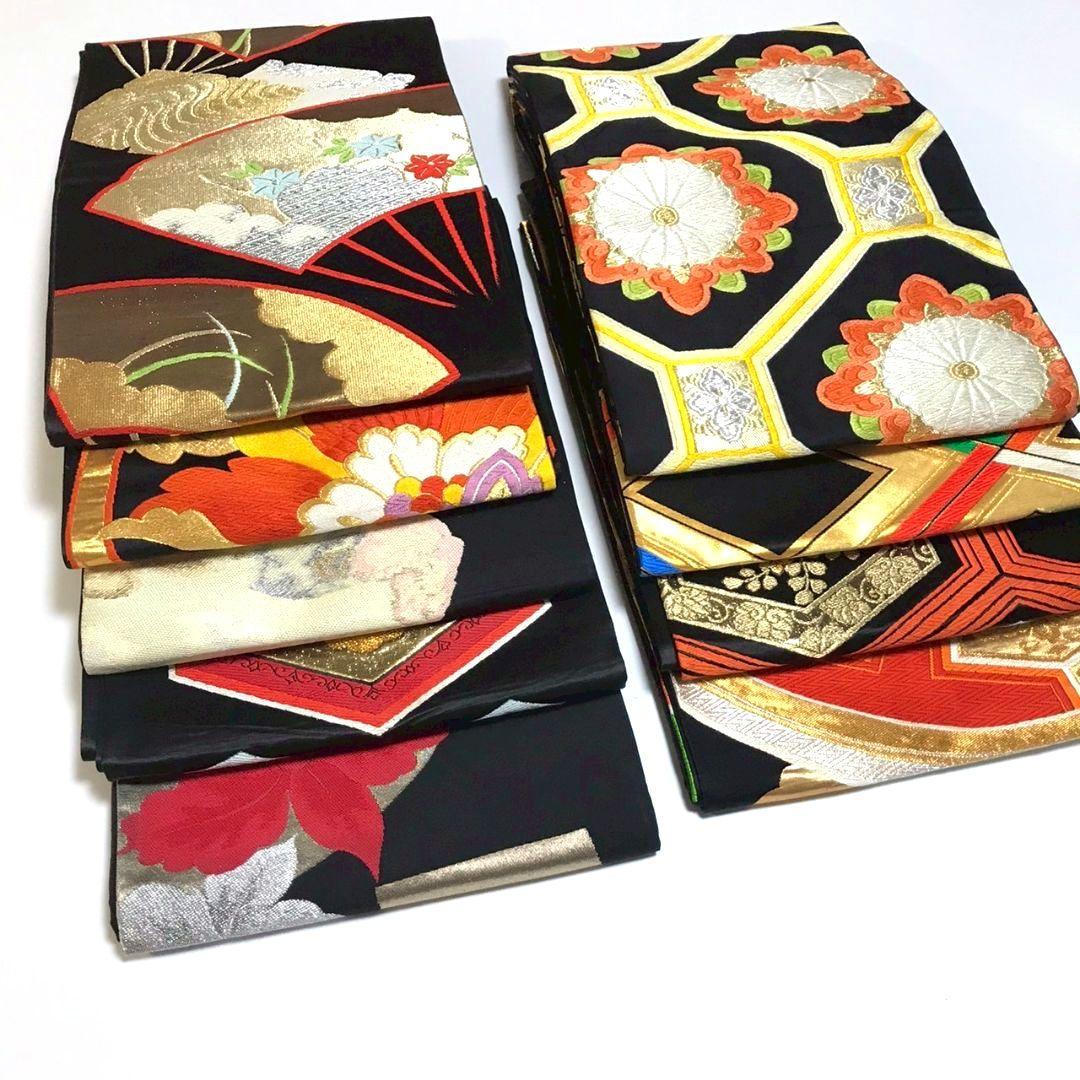 6134# Japanese Vintage Bundle 9pcs Set Bulk Obi Belt Kimono Pure Silk Wholesale