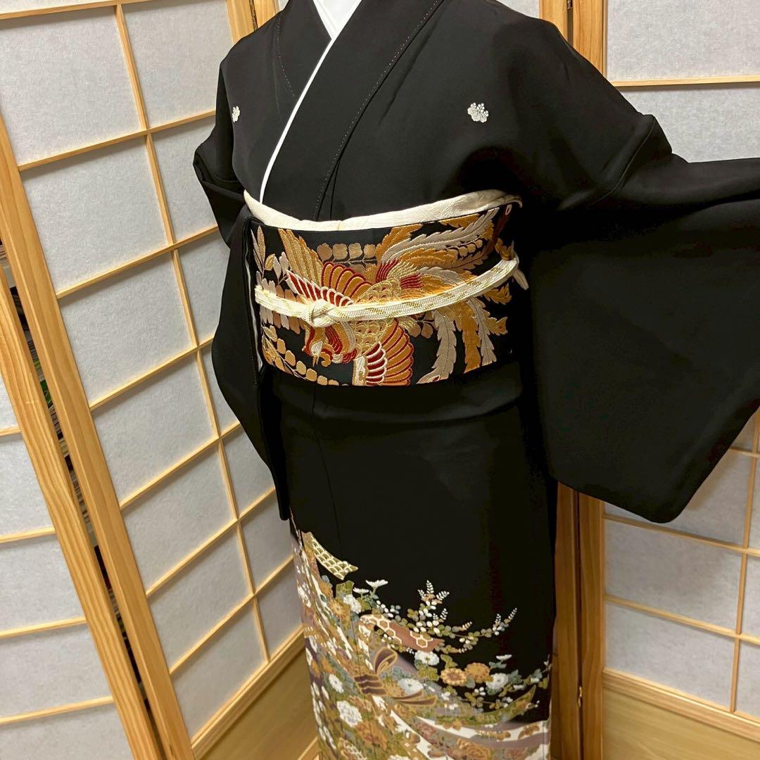 5457# Japanese Tomesode Kimono Vintage Womens Silk Fabric Robe Kimono only sold