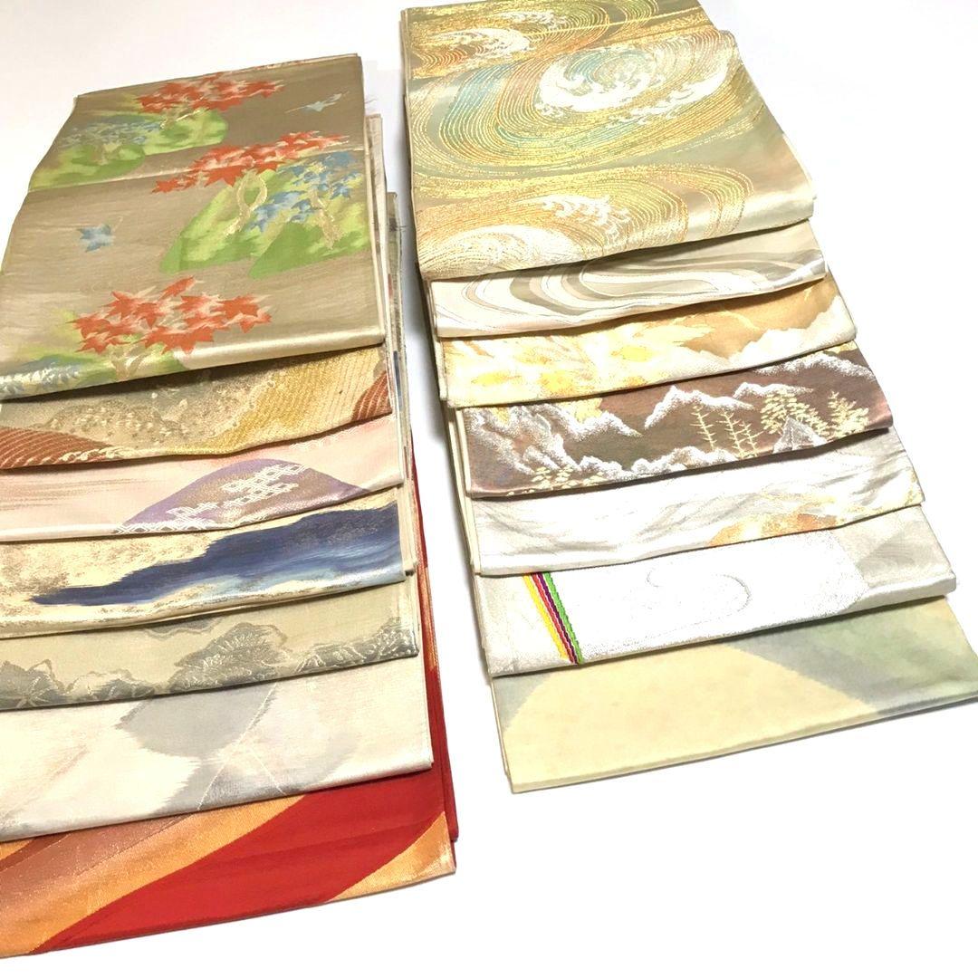 6133# Japanese Vintage Bundle 14pcs Set Bulk Obi Belt Kimono Pure Silk Wholesale