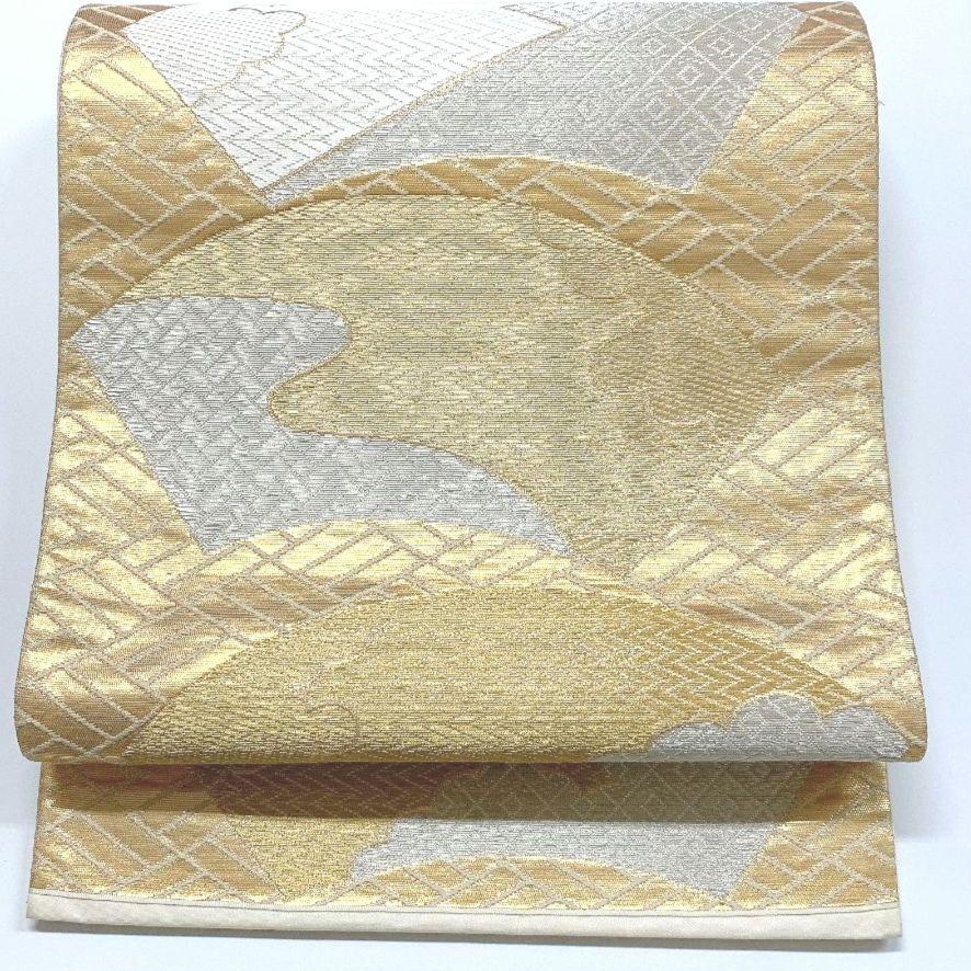 3757# Japanese Vintage Fukuro Obi Belt Kimono Fabric Silk Traditional Gold