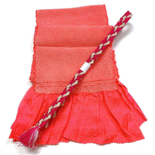 3881# Japanese Kimono Accessory Obiage and Obijime 2-piece Set Silk Shibori