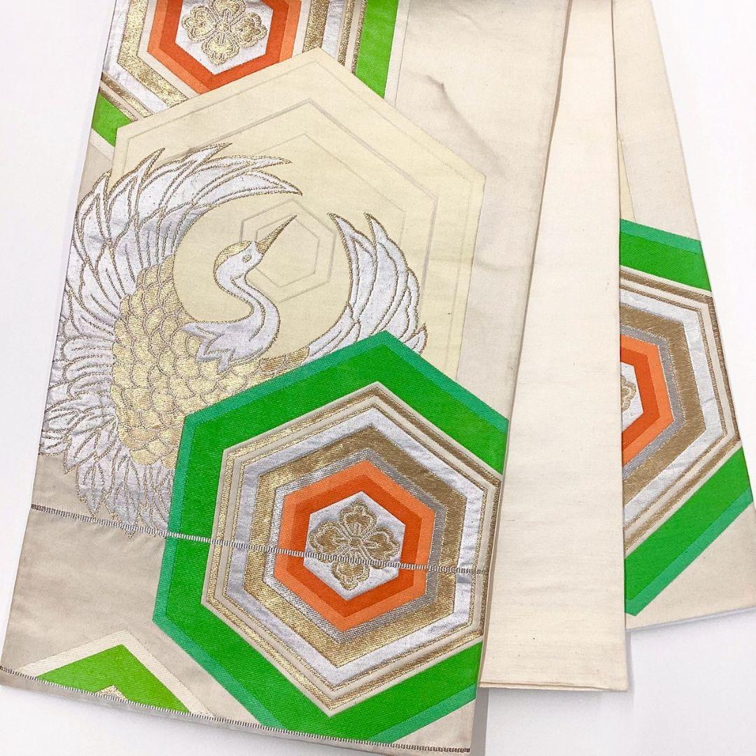 5252# Japanese Vintage Fukuro Obi Belt Kimono Fabric Silk Traditional