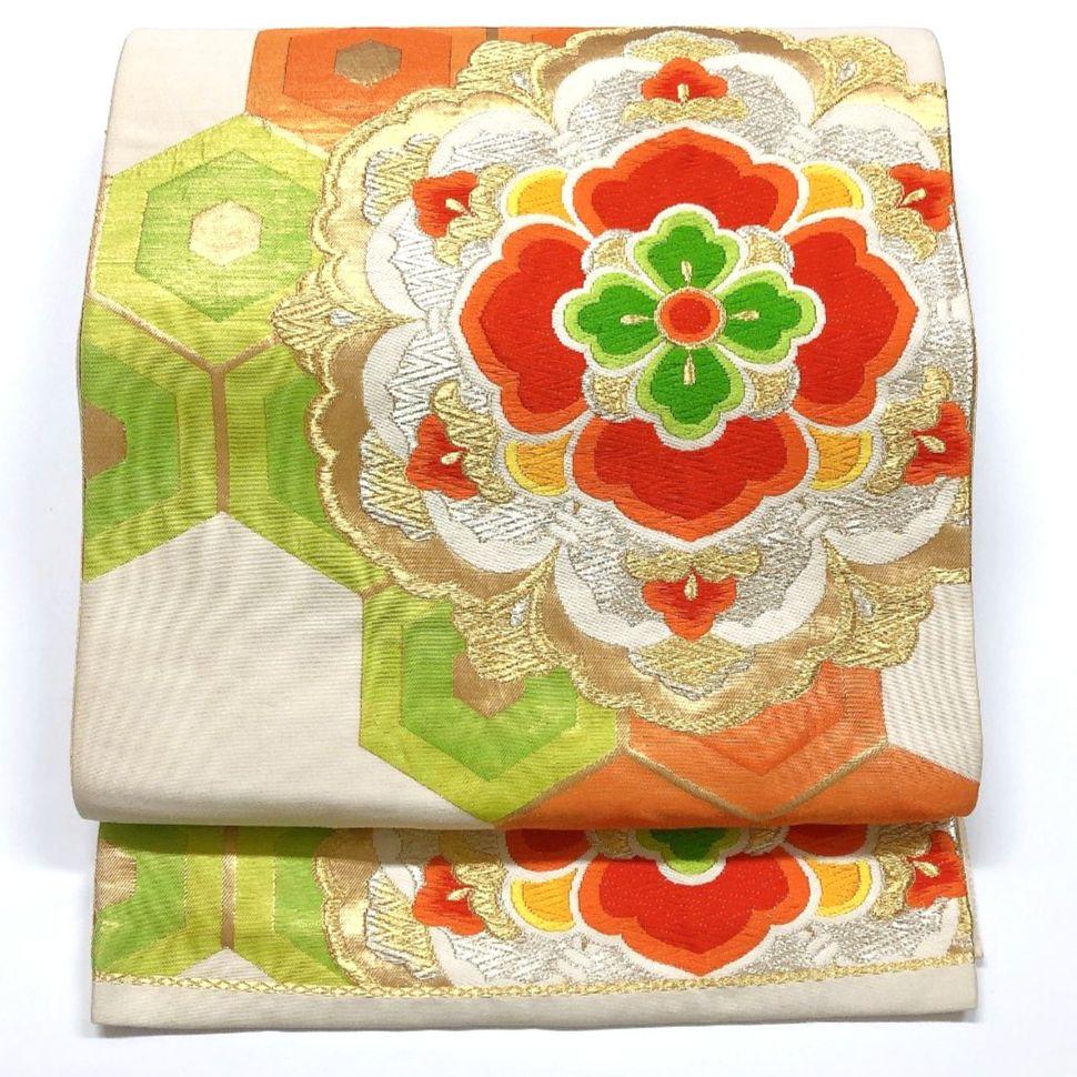 3325# Japanese Vintage Fukuro Obi Belt Kimono Fabric Silk Traditional