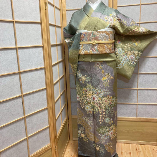 3928# Japanese Kimono Vintage Womens Silk Fabric Robe Kimono only sold