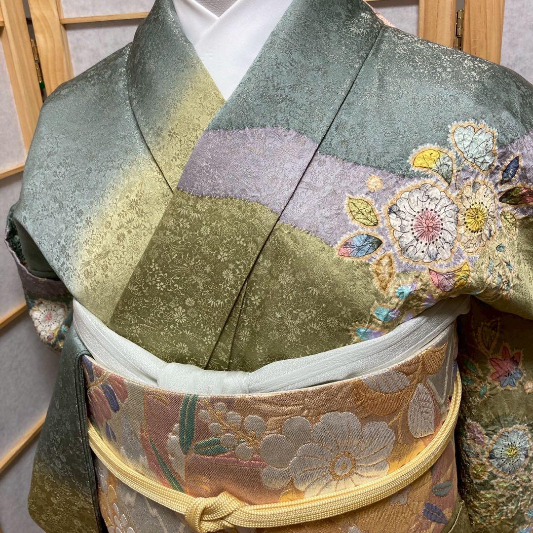 3928# Japanese Kimono Vintage Womens Silk Fabric Robe Kimono only sold