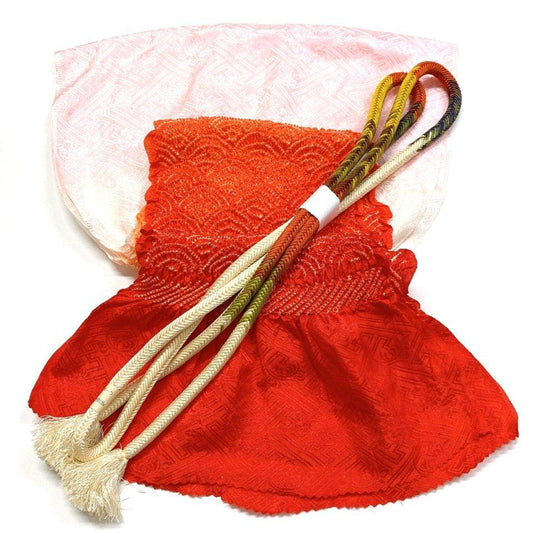 4664# Japanese Kimono Accessory Obiage and Obijime 2-piece Set Silk Shibori
