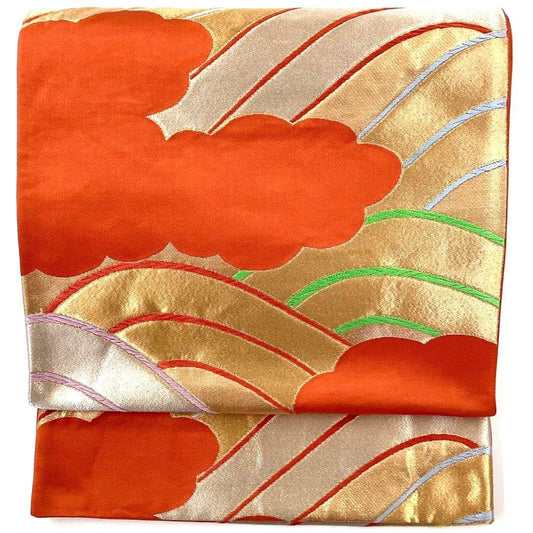 4742# Japanese Vintage Fukuro Obi Belt Kimono Fabric Silk Traditional