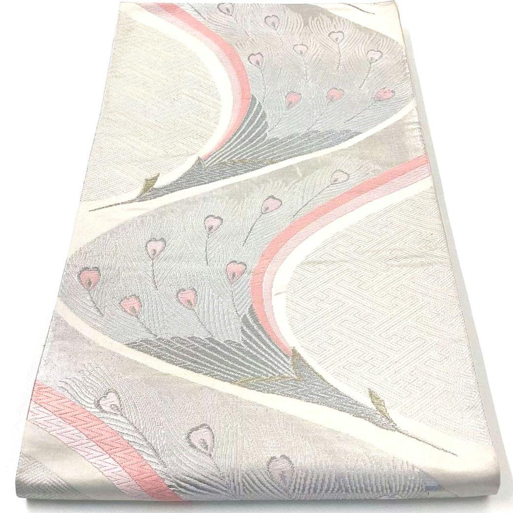 4779# Japanese Vintage Fukuro Obi Belt Kimono Fabric Silk Traditional Embroidery