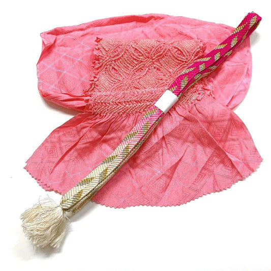 3879# Japanese Kimono Accessory Obiage and Obijime 2-piece Set Silk Shibori