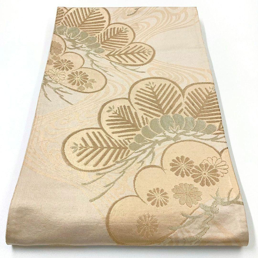 4987# Japanese Vintage Fukuro Obi Belt Kimono Fabric Silk Traditional Gold