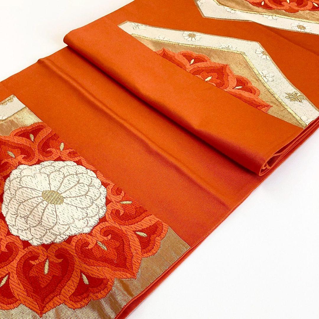 5214# Japanese Vintage Fukuro Obi Belt Kimono Fabric Silk Traditional Embroidery