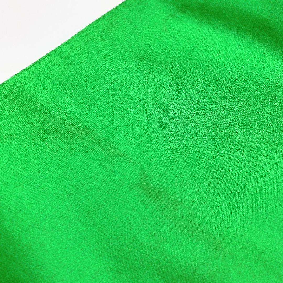 5142# Japanese Vintage Fukuro Obi Belt Kimono Fabric Silk Traditional Green