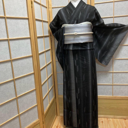 3129# Japanese Kimono Vintage Womens Silk Pongee Fabric Robe Kimono only sold