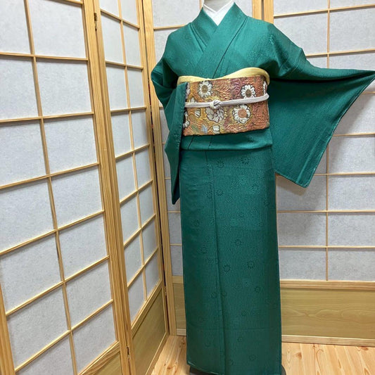 4326# Japanese Kimono Vintage Womens Silk Fabric Robe Kimono only sold Unused