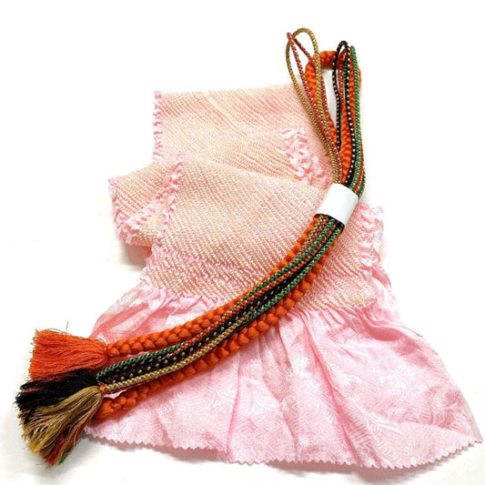 4646# Japanese Kimono Accessory Obiage and Obijime 2-piece Set Silk Shibori