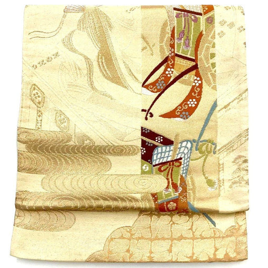 4761# Japanese Vintage Fukuro Obi Belt Kimono Fabric Silk Traditional Untailored